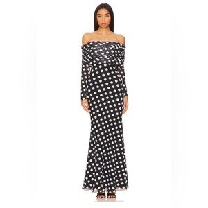 AFRM Thelma Black and White Polka Dot Long Sleeve Dress